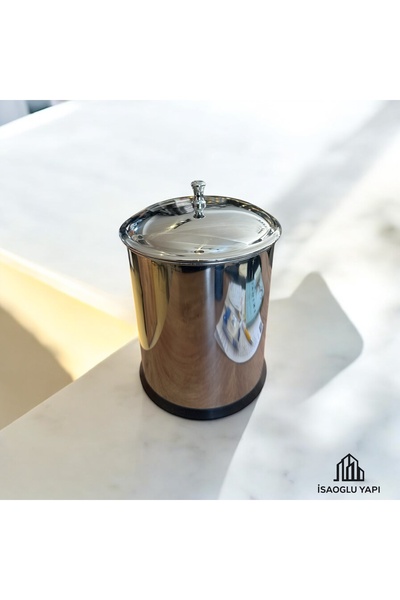 İSAOĞLU YAPI Vintage Trash Can Silver Bucket with Silver Handle Special Design Classic Model