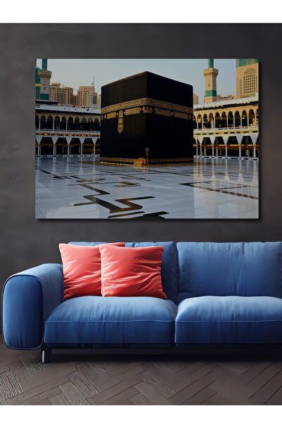 Teona Ahşap Kabe Mescidi Haram Yağlı Boya Görünümlü Dekoratif Ahşap Ev/İşyeri...