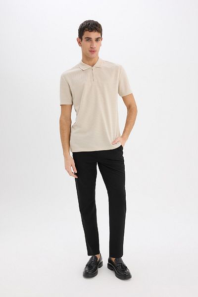 DeFacto Μπλουζάκι με κοντό μανίκι με φερμουάρ Polo Neck Regular Fit E4233ax25sm