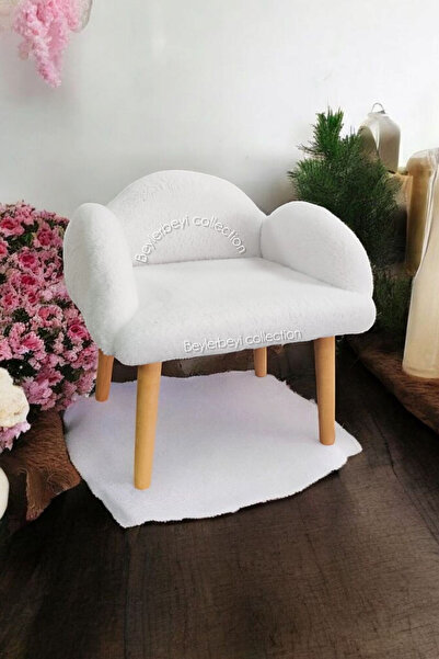 BEYLERBEYİ Çocuk sandalyesi, kar beyazı rengi, çocuk pufu , sırtlı puf , deko...