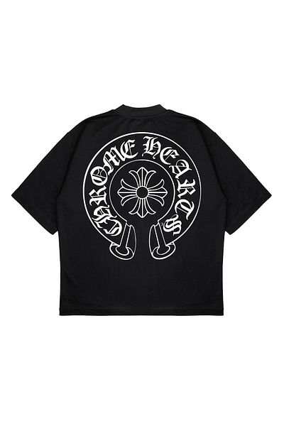 TRAGEDY Unisex Oversize Chrome Hearts με στάμπα Boxy Fit Μπλουζάκι από χοντρό ύφασμα