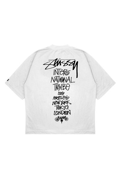 TRAGEDY Unisex Oversize Stüssy Global Printed Boxy Fit Μπλουζάκι από χοντρό ύφασμα