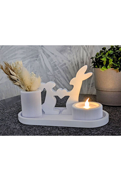 OVERMAX Dekoratif Tavşan Temalı 3'ü 1 Arada Aksesuar – Mini Vazo, Mumluk ve Ş...