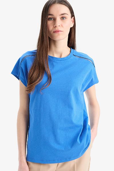 DeFacto Tricou cu mânecă scurtă din bumbac evazat cu gâtul turn E4367ax25sm