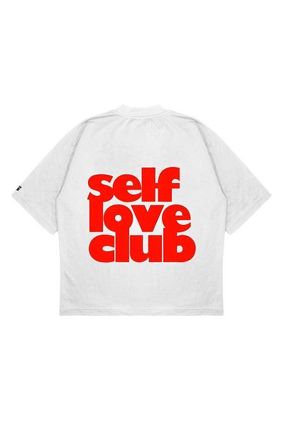 TRAGEDY Unisex Oversize Self Love Club μπλουζάκι με εμπριμέ Boxy Fit από χοντρό ύφασμα