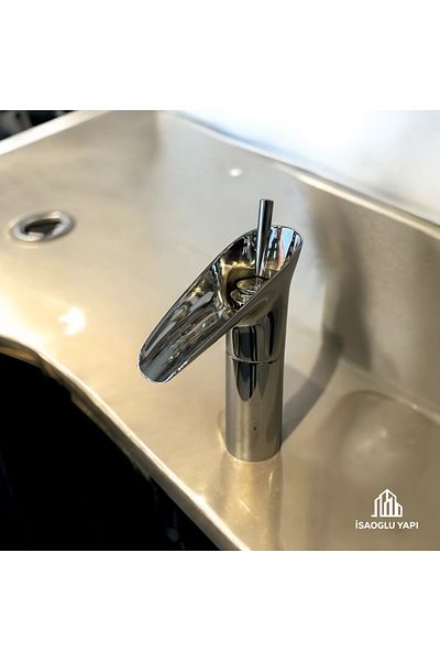 İSAOĞLU YAPI Chrome Waterfall Faucet Nostalgic Design Waterfall Sink Faucet
