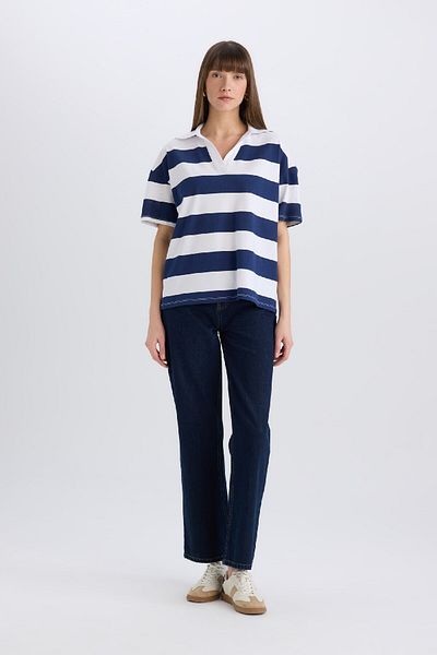 DeFacto Relax Fit Striped Combed Short Sleeve T-Shirt E2161Ax25Sp