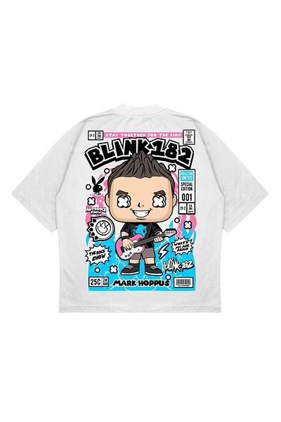 TRAGEDY Tricou unisex oversize Blink 182 cu imprimeu pe spate, cu croiala groasă