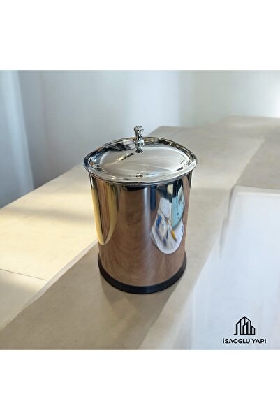 İSAOĞLU YAPI Vintage Trash Can Silver Bucket with Silver Handle Special Design Classic Model