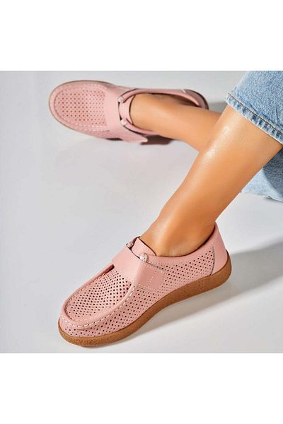 Joana Women's moccasins Natural Leather Pink Takari
