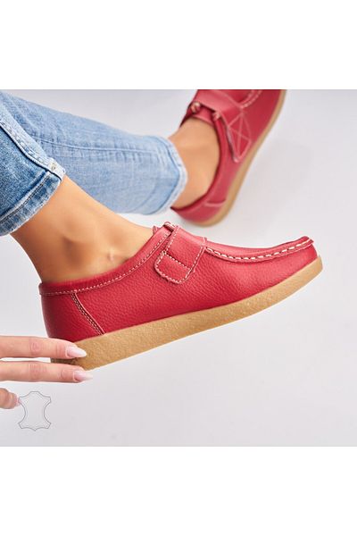 Joana Women's Loafers Natural Leather Red Genesi