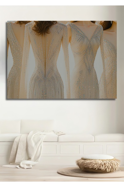 Teona Ahşap Işıltılı Elbise Büyüsü Yağlı Boya Görünümlü Ev/İşyeri/Ofis Dekora...