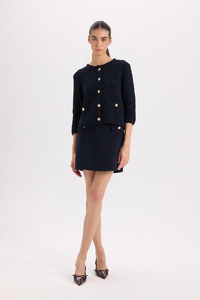 DeFacto A-Line Regular Waist Lined Tweed Mini Skirt B0692Ax24Au