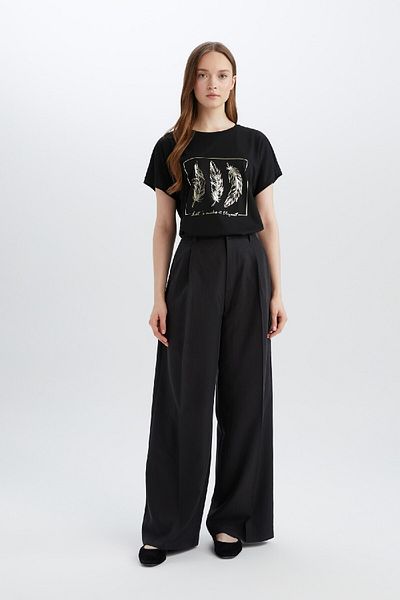 DeFacto Regular Fit Crew Neck Printed Short Sleeve T-Shirt E3027Ax25Sp