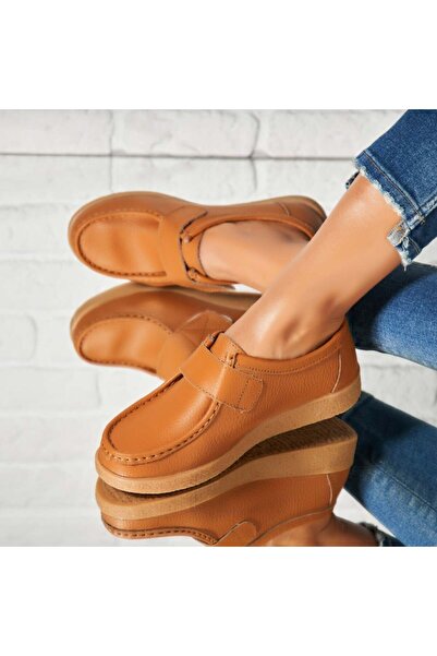 Joana Γυναικεία Μοκασίνια από Φυσικό Δέρμα Camel Genesi