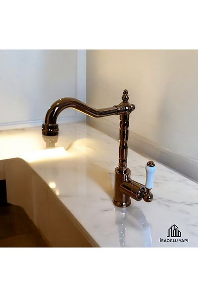 İSAOĞLU YAPI Copper Zen Design Kitchen Faucet Rusticbronze Style Luminaire