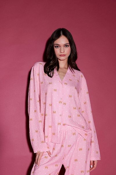 DeFacto Pajama Collar Woven Pajama Top-Fall in Love E3474Ax25Sp