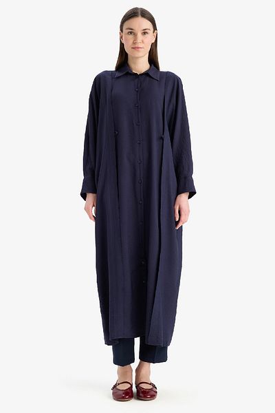 DeFacto Relax-Fit-Maxikleid mit Hemdkragen und Taschen – E4360AX25SP