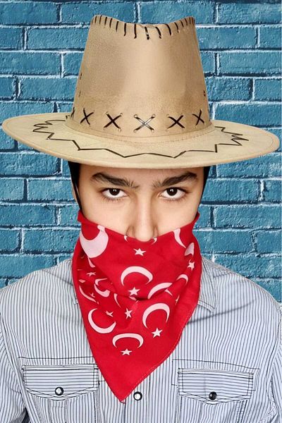 Uniquetrenders Children's Unisex Bandana Nubuck Cowboy Hat (Age 8-14)