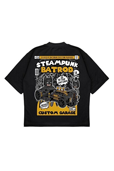 TRAGEDY Unisex Oversize Steampunk Batrod Batman Back Printed Boxy Fit Thick F...
