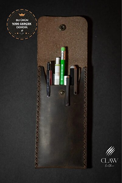 clawleather Δερμάτινη θήκη για στυλό - Καφέ Πράσινο - Γνήσιο δέρμα & Χειροποί...