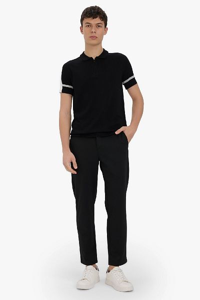 DeFacto Slim Fit Slim Fit Polo γιακά με φερμουάρ και κοντομάνικο πλεκτό μπλουζάκι C5015ax25sm