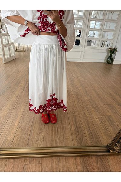Lavanta Tekstil Embroidered Shirt Skirt Set