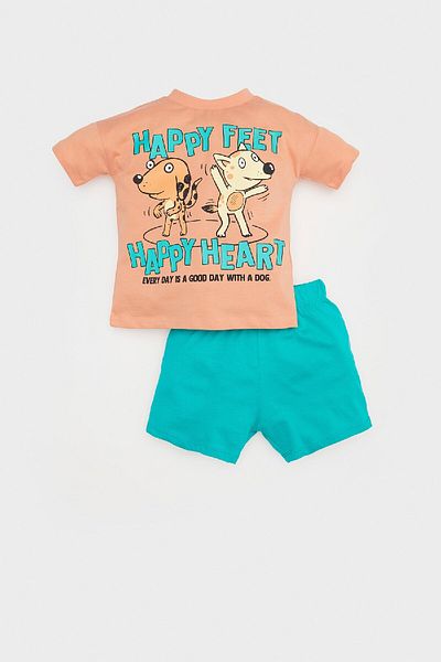 DeFacto Baby Boy 2-Piece Set Printed Short Sleeve T-Shirt Stretchy Waisted Shorts E4909A525Sm