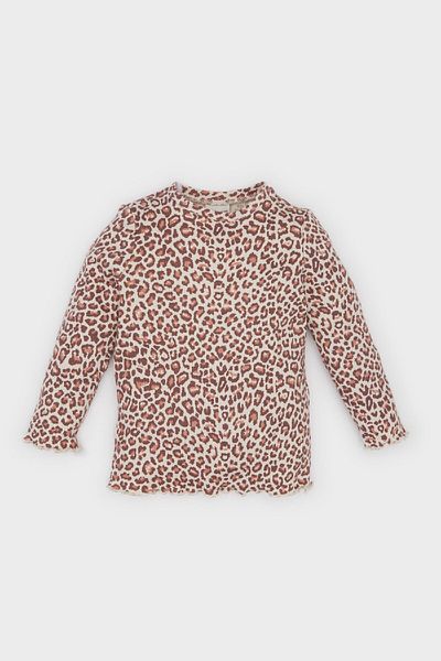 DeFacto Baby Girl - Leopard Print Crew Neck Ribbed T-Shirt E5094A525Sp