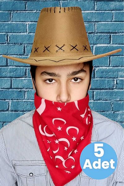 Uniquetrenders 5-Piece Bandana Nubuck Cowboy Hat (8-14 Years Old)