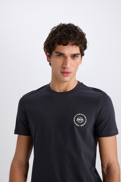 DeFacto 100 % Baumwolle Slim Fit Slim Fit Rundhalsausschnitt bedrucktes Kurzarm-T-Shirt C2079ax25sm