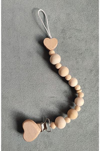 Sahi Aksesuar Natural Beech Wood Pacifier Chain - Pacifier Strap - Bez195