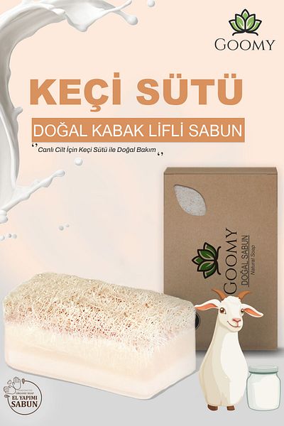 GOOMY Premium Handmade Natural Pumpkin Fiber Organic Goat Milk Soap 120Gr