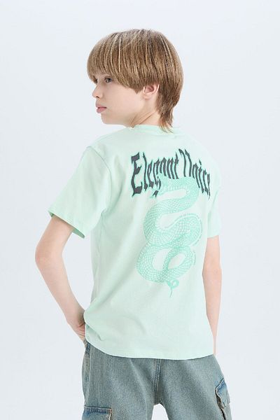 DeFacto Boy's Crew Neck Back Printed Short Sleeve T-Shirt E0103A825Sm