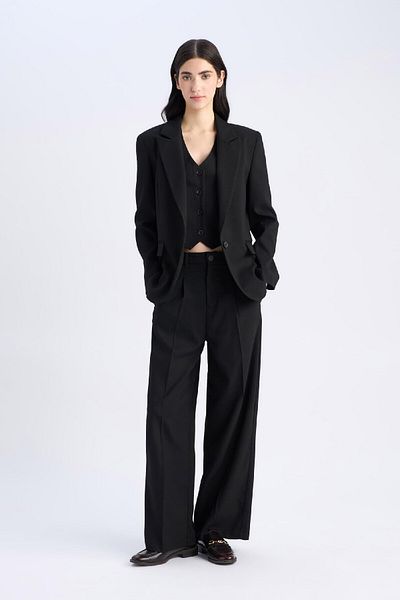 DeFacto Wide Leg Pencil Classic Palazzo Trousers Wide Loose Leg Basic Long Length High Waist with Pockets C2020Ax25Sp