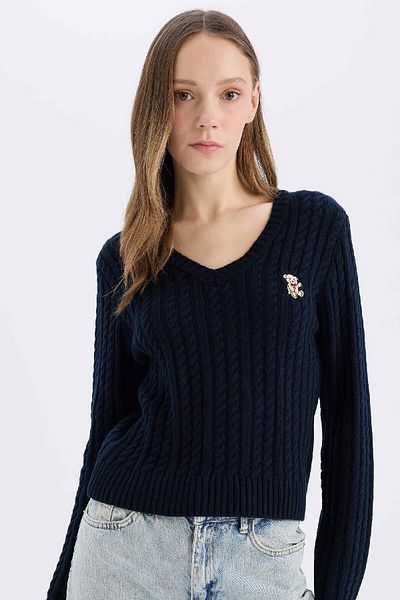 DeFacto Coool Slim Fit Slim Fit Crew Neck Knitwear Sweater E4464Ax25Sp