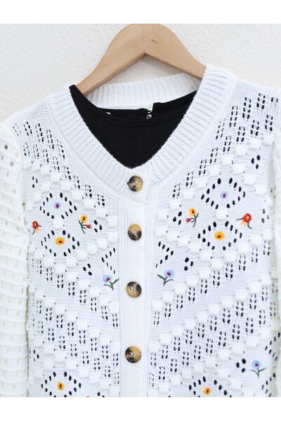 bergibo Понпонний ажурний трикотажний кардиган - жовтий, червоний, синій з кв...