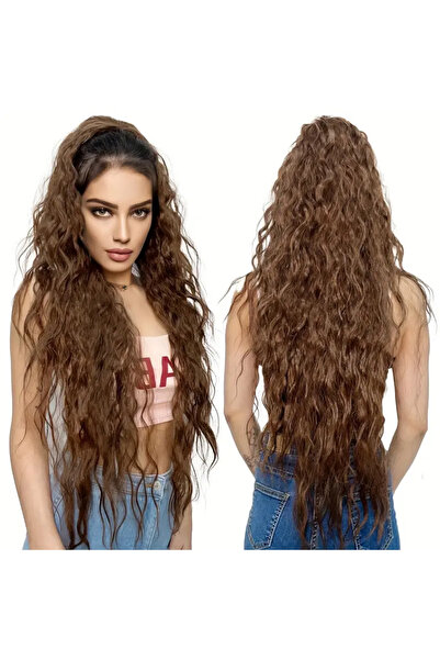 AKOLİFE Păr fals cu coadă de cal cu cataramă ondulată auburn - Textura părului real