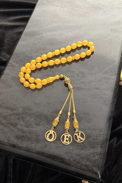 dergah tesbih German Clamping Amber - Gold Letter Design