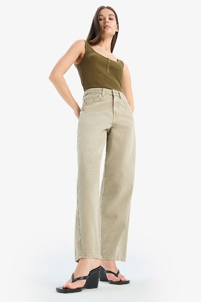 DeFacto Coool Baggy Fit Washed Regular Waist Gabardine Pants E4307Ax25Sp