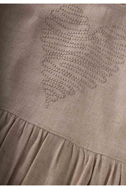 Cigit Φόρεμα από φυσικό λινό 2-7 ετών - Λεπτομέρεια από πέτρα καρδιάς