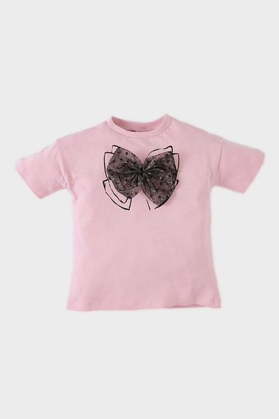 DeFacto Baby Girl Crew Neck Ribbon Printed Short Sleeve T-Shirt E5464A525Sm