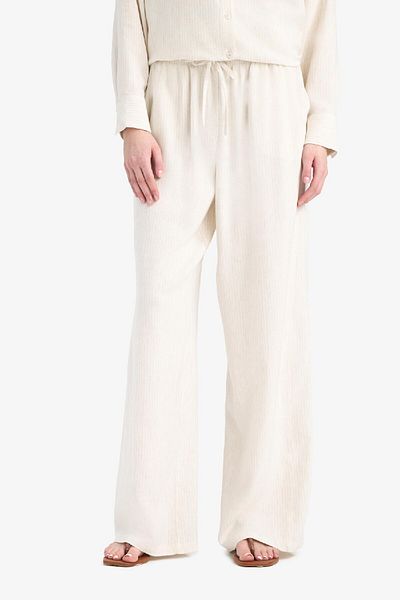DeFacto Wide Leg Double Pocket High Waist Standard Length Linen Blended Wide Leg Palazzo Pants C6021Ax25Sp