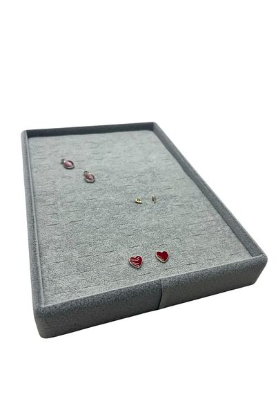 MeGass Dekor Suede Fabric Gray Color 22/14 cm Piercing - Earring Plate