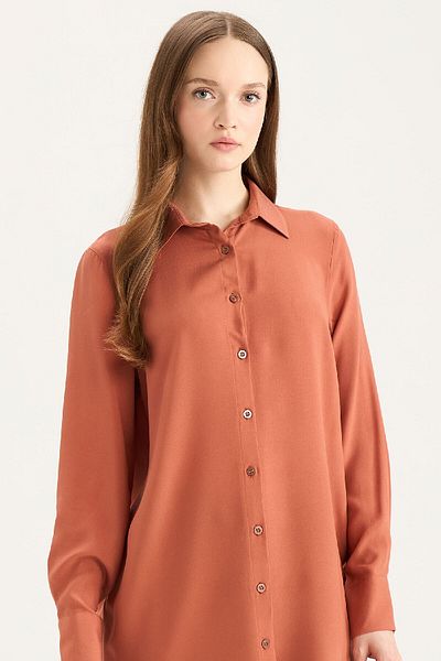 DeFacto Normale Passform, einfache, einfarbige Langarm-Shirt-Tunika Z3538AZ25SP