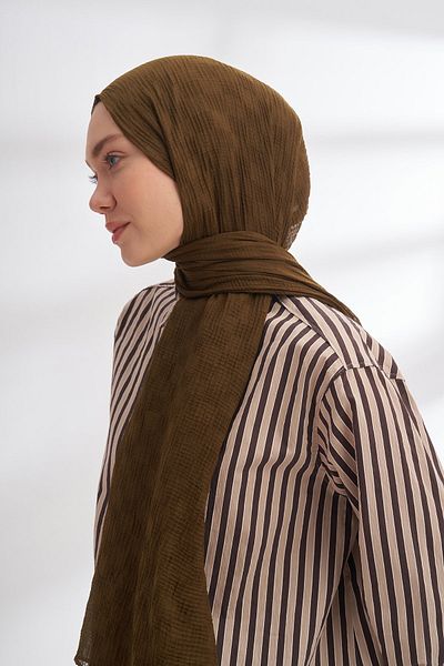 ARMANDA Muslin Checkerboard Pattern Shawl - Moss