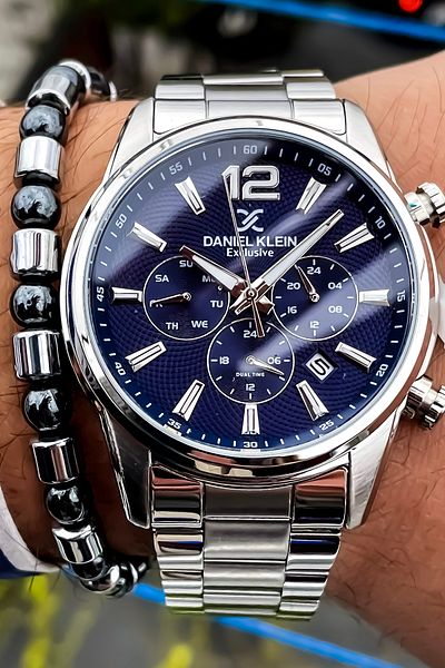 Daniel Klein Men's Steel Watch - Active Chronometer and Date Bracelet