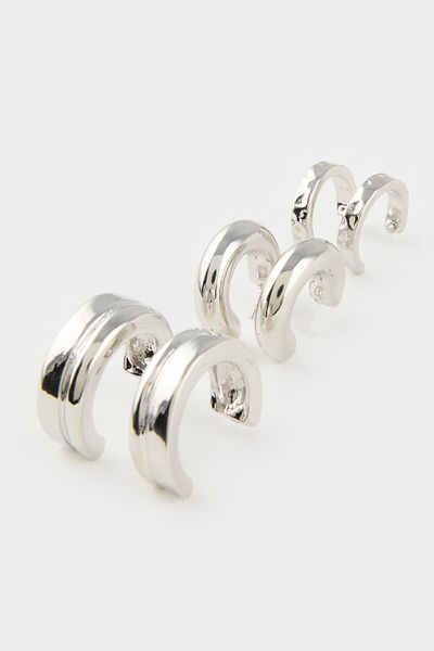 DeFacto Women's 3-Piece Silver Earrings E4443Axns