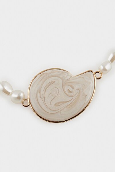 DeFacto Women's Marble Print Pearl Detail Necklace E3991Axns