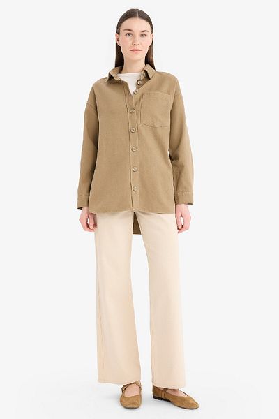 DeFacto Basic Relax Fit Gabardine τουνίκ πουκάμισο - μακρυμάνικο A6474AX25SP